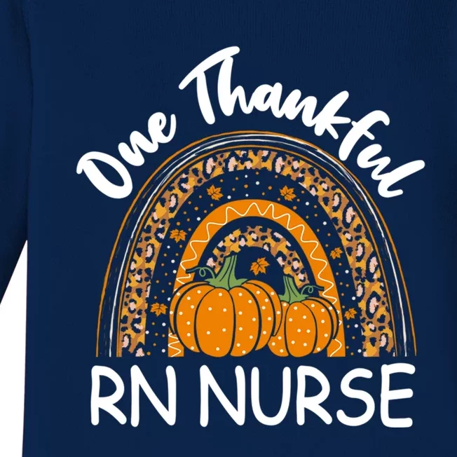 Thanksgiving Rainbow Leopard One Thankful Rn Nurse Cute Gift Baby Long Sleeve Bodysuit