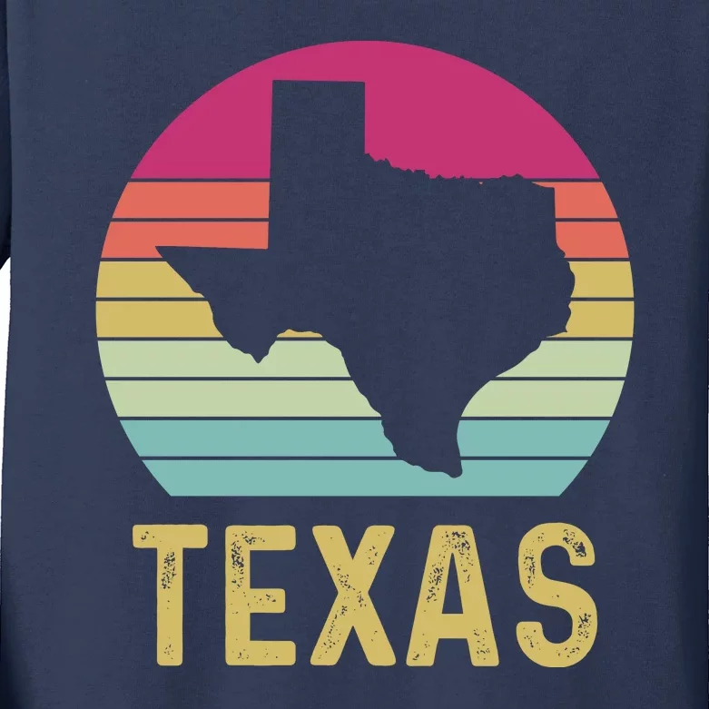 Texas Retro Logo Art Kids Long Sleeve Shirt