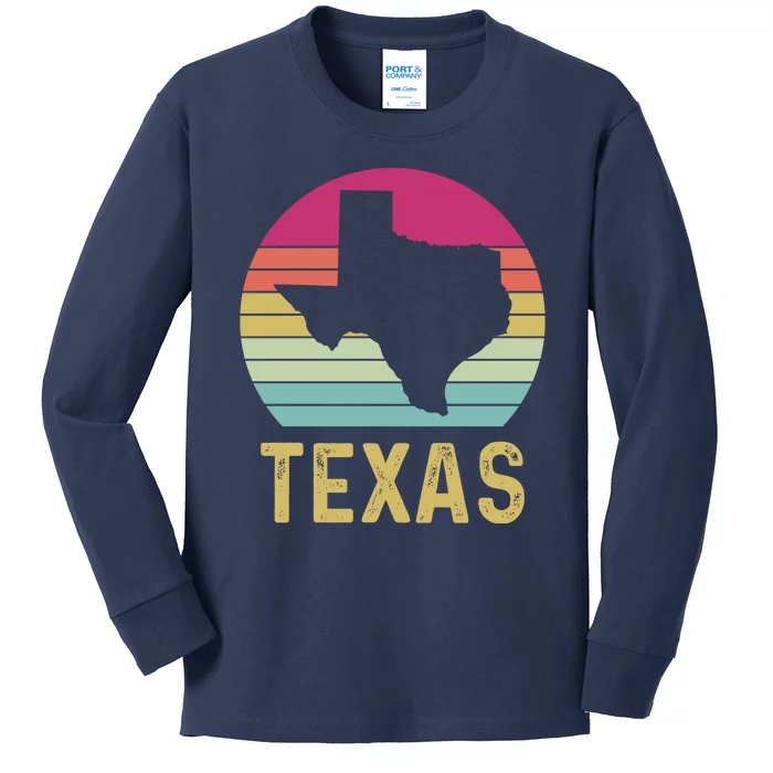 Texas Retro Logo Art Kids Long Sleeve Shirt