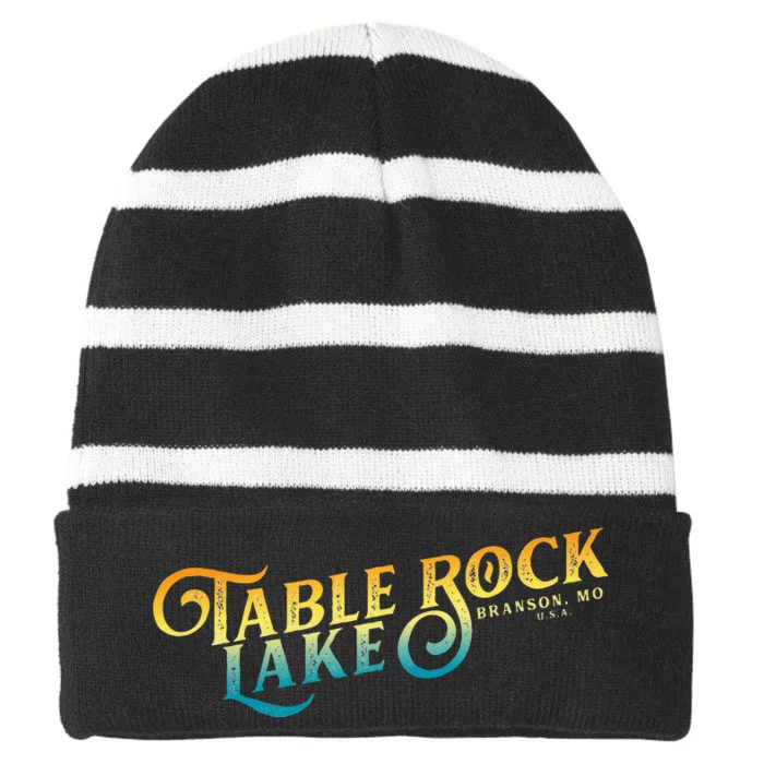 Table Rock Lakes Missouri Striped Beanie with Solid Band