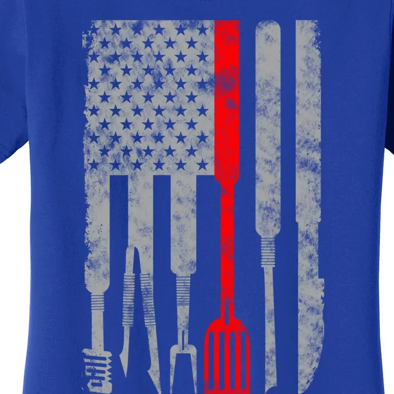 Thin Red Line American Patriotic Chef Flag Cute Gift Women's T-Shirt