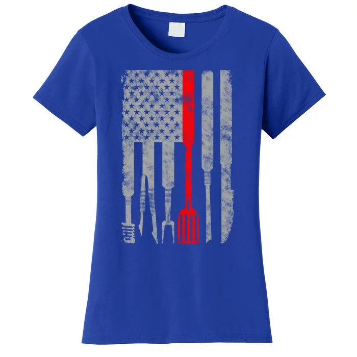 Thin Red Line American Patriotic Chef Flag Cute Gift Women's T-Shirt