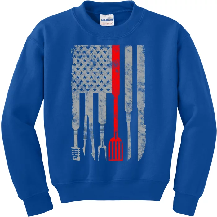 Thin Red Line American Patriotic Chef Flag Cute Gift Kids Sweatshirt