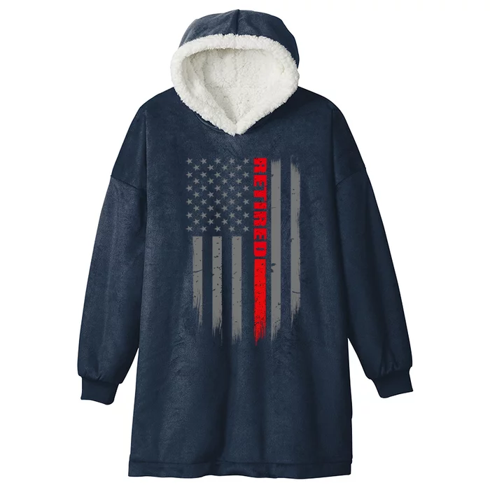 Thin Red Line Flag Retired Firefighter Gift Hooded Wearable Blanket