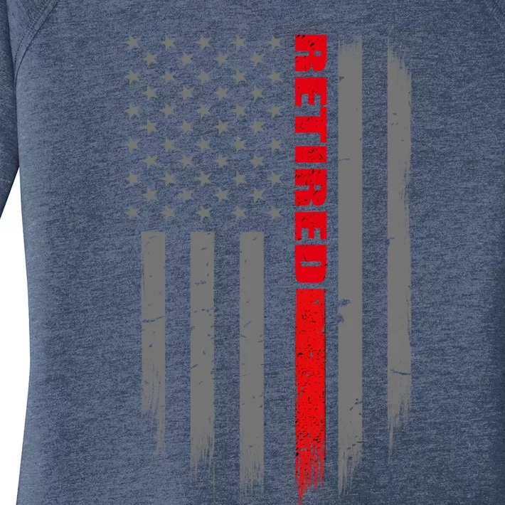 Thin Red Line Flag Retired Firefighter Gift Women's Perfect Tri Tunic Long Sleeve Shirt