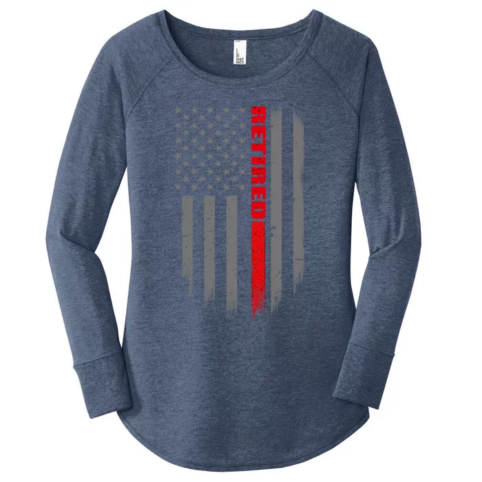 Thin Red Line Flag Retired Firefighter Gift Women's Perfect Tri Tunic Long Sleeve Shirt