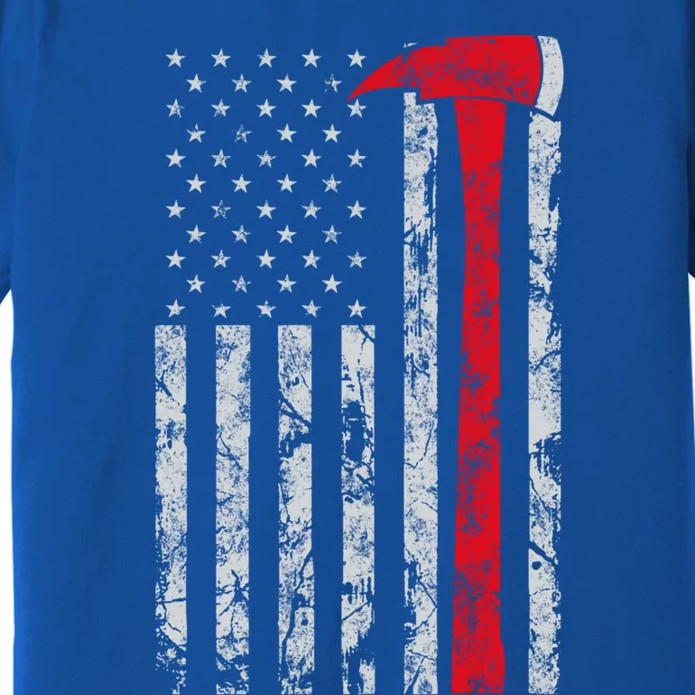 Thin Red Line Axe American Flag Patriot Firefighter Gift Premium T-Shirt