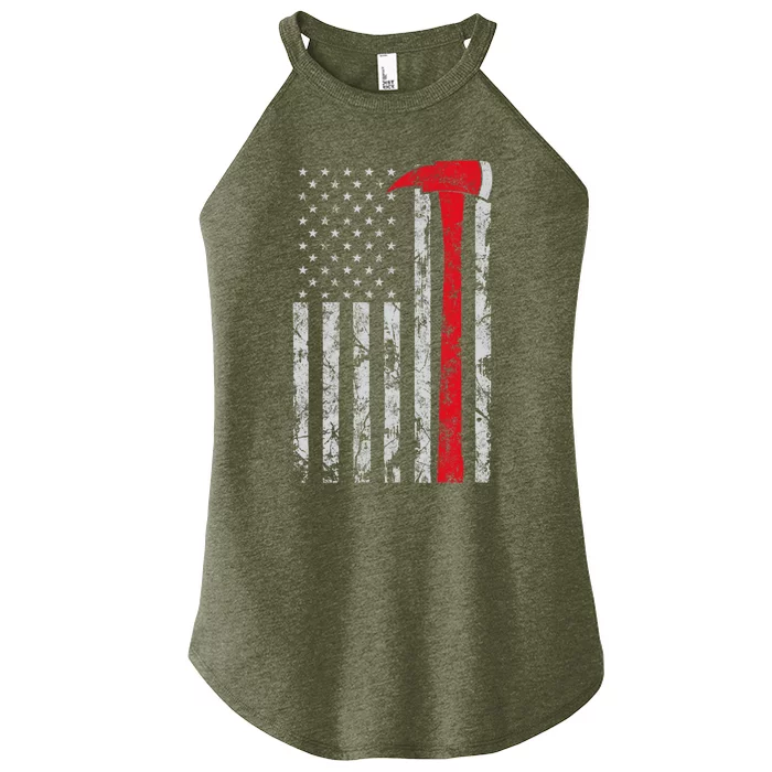 Thin Red Line Axe American Flag Patriot Firefighter Gift Women’s Perfect Tri Rocker Tank