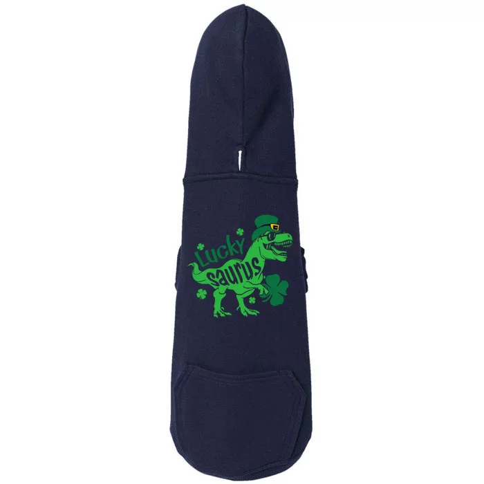 T Rex Lucky Saurus Rex St Patricks Day Doggie 3-End Fleece Hoodie