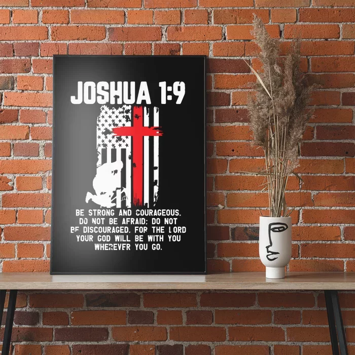 Thin Red Line Firefighter Cross Bible Verse Christian Poster