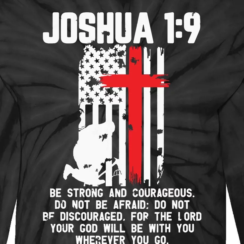 Thin Red Line Firefighter Cross Bible Verse Christian Tie-Dye Long Sleeve Shirt