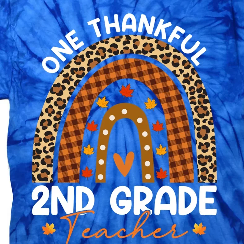 Thanksgiving Rainbow Leopard One Thankful 2nd Grade Teacher Gift Tie-Dye T-Shirt