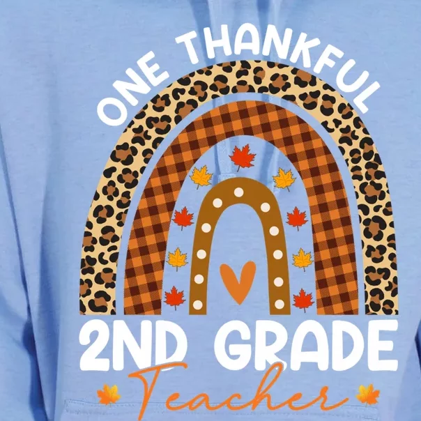 Thanksgiving Rainbow Leopard One Thankful 2nd Grade Teacher Gift Unisex Surf Hoodie