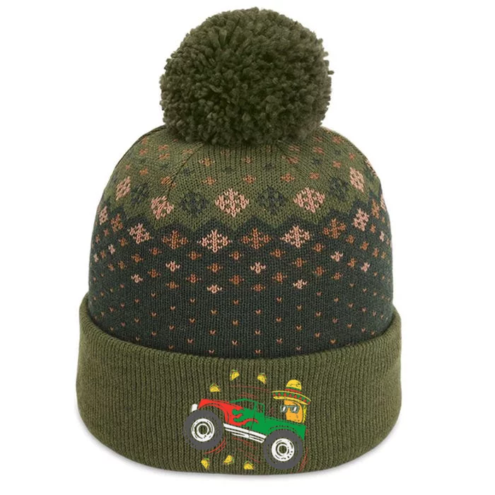 Tacos Riding Mexican Monster Truck Cinco De Mayo The Baniff Cuffed Pom Beanie