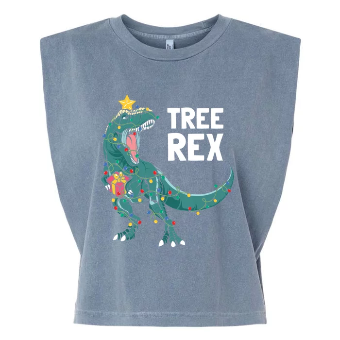 Tree Rex Merry Christmas Dinosaur Happy Xmas Tree Great Gift Garment-Dyed Women's Muscle Tee