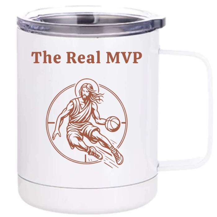 The Real Mvp Jesus Front & Back 12oz Stainless Steel Tumbler Cup