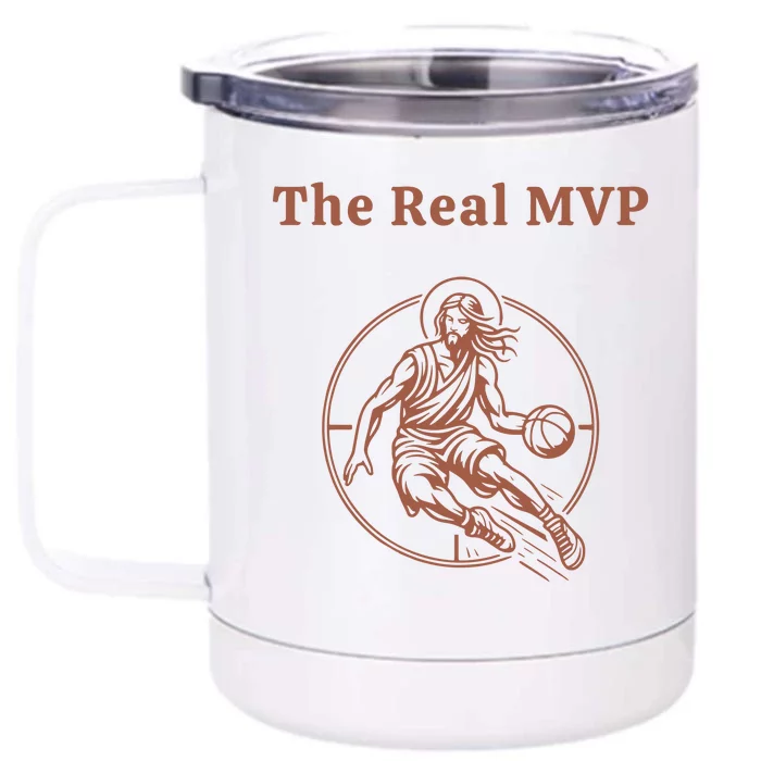 The Real Mvp Jesus Front & Back 12oz Stainless Steel Tumbler Cup