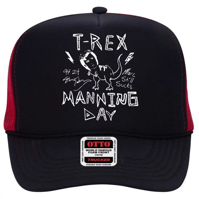 T Rex Manning Day Retro 90s High Crown Mesh Trucker Hat