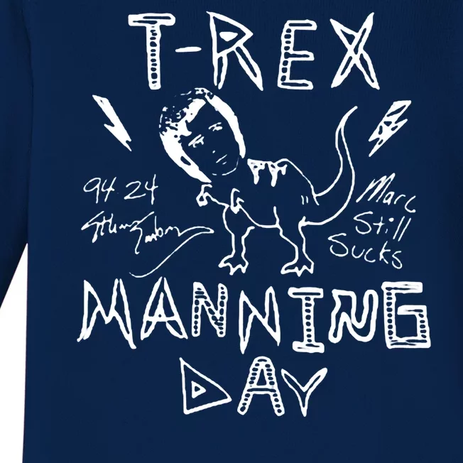 T Rex Manning Day Retro 90s Baby Long Sleeve Bodysuit