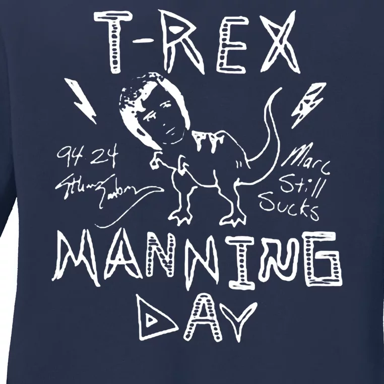 T Rex Manning Day Retro 90s Ladies Long Sleeve Shirt