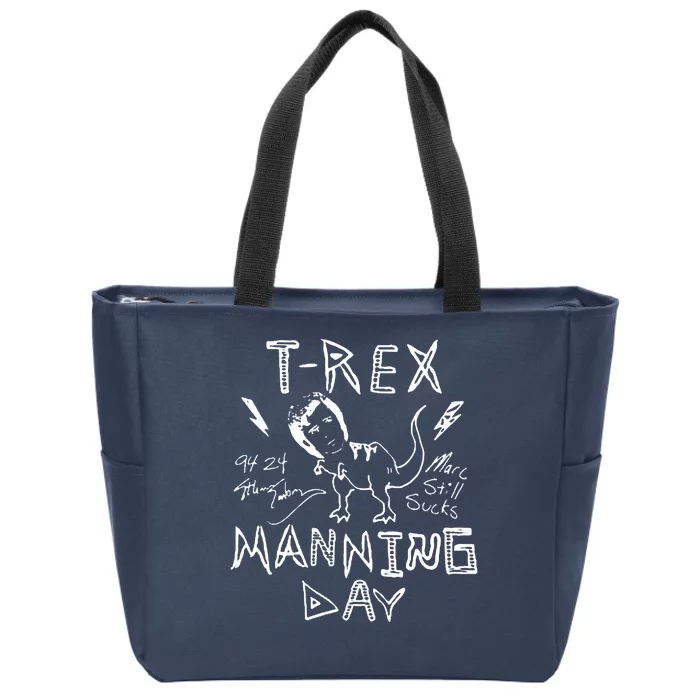 T Rex Manning Day Retro 90s Zip Tote Bag