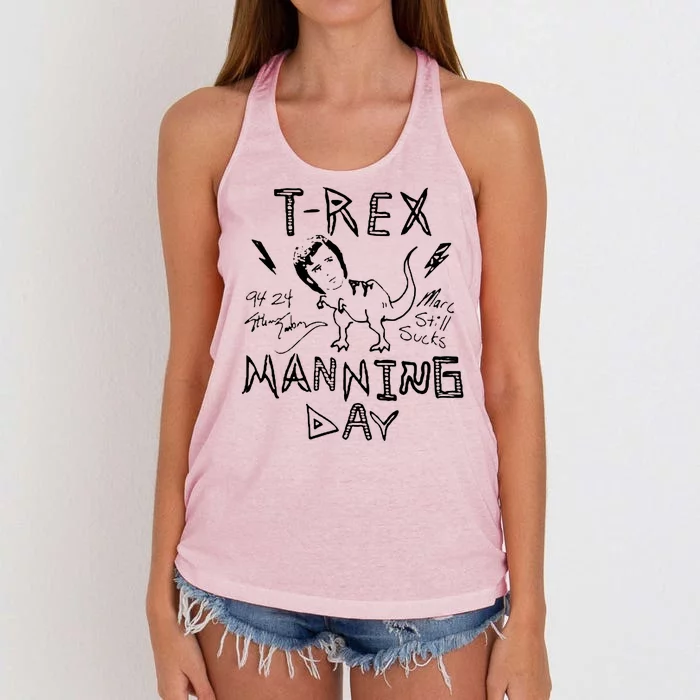 T Rex Manning Day Retro 90s Women's Knotted Racerback Tank