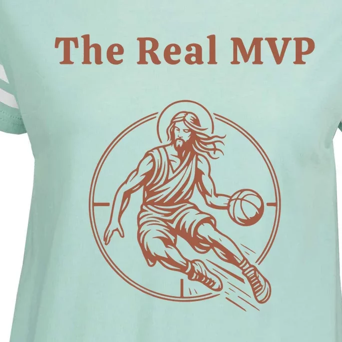 The Real Mvp Funny Jesus Enza Ladies Jersey Football T-Shirt