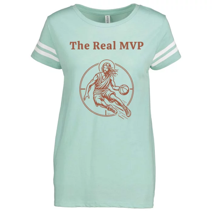 The Real Mvp Funny Jesus Enza Ladies Jersey Football T-Shirt