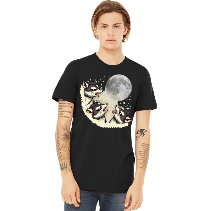 Three Raccoon Moon With 3 Raccoons Premium T-Shirt