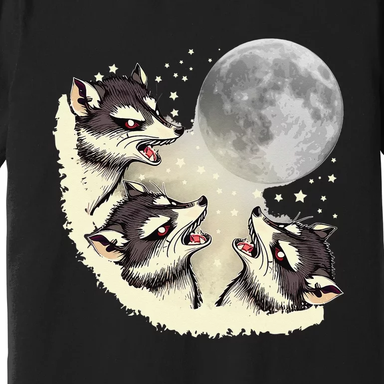 Three Raccoon Moon With 3 Raccoons Premium T-Shirt