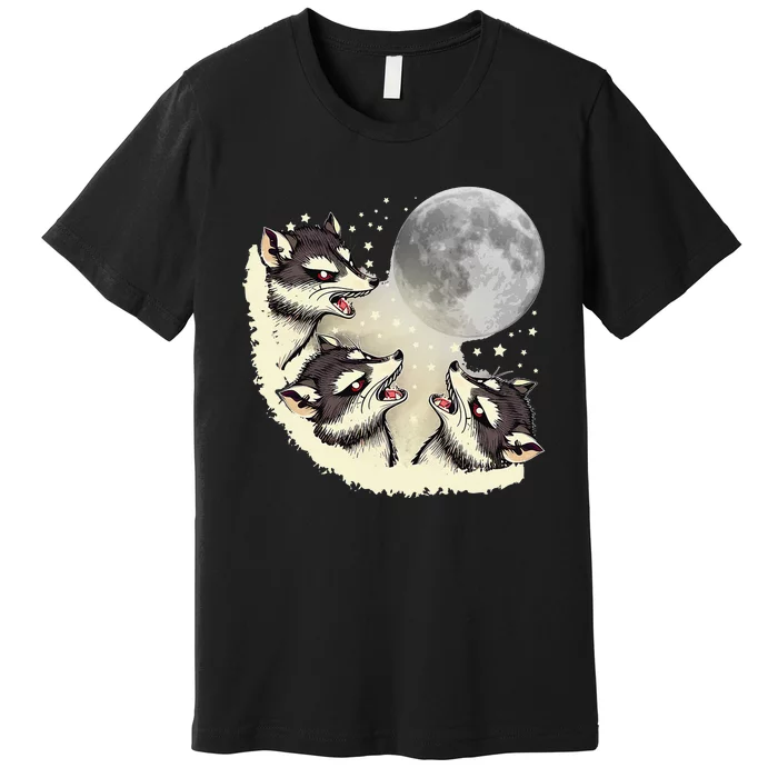 Three Raccoon Moon With 3 Raccoons Premium T-Shirt