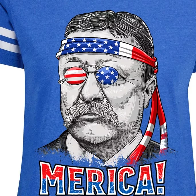 Theodore Roosevelt Merica 4th July Usa Us President Enza Ladies Jersey Football T-Shirt