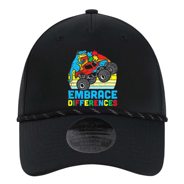 T rex Monster Truck Embrace Differences Autism Awareness Performance The Dyno Cap