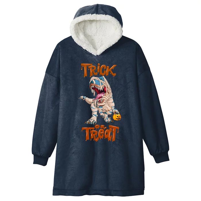 T Rex Mummy Pumpkin Trick Or Treat Funny Halloween Dinosaur Gift Hooded Wearable Blanket