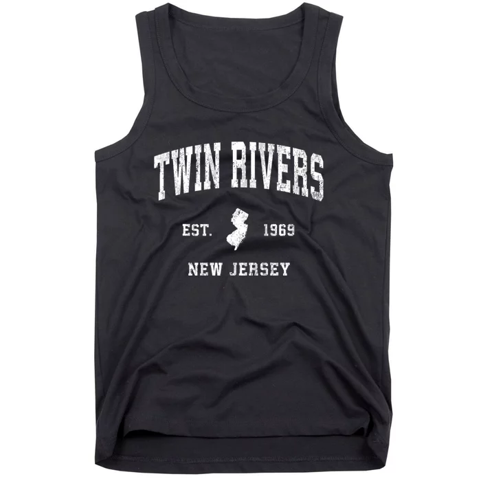 Twin Rivers New Jersey Nj Vintage Athletic Black Sports Tank Top