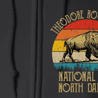 Theodore Roosevelt National Park North Dakota Buffalo Retro Full Zip Hoodie