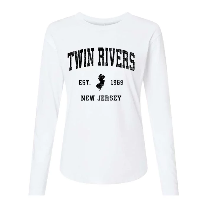 Twin Rivers New Jersey Nj Vintage Established Athletic Sports Womens Cotton Relaxed Long Sleeve T-Shirt