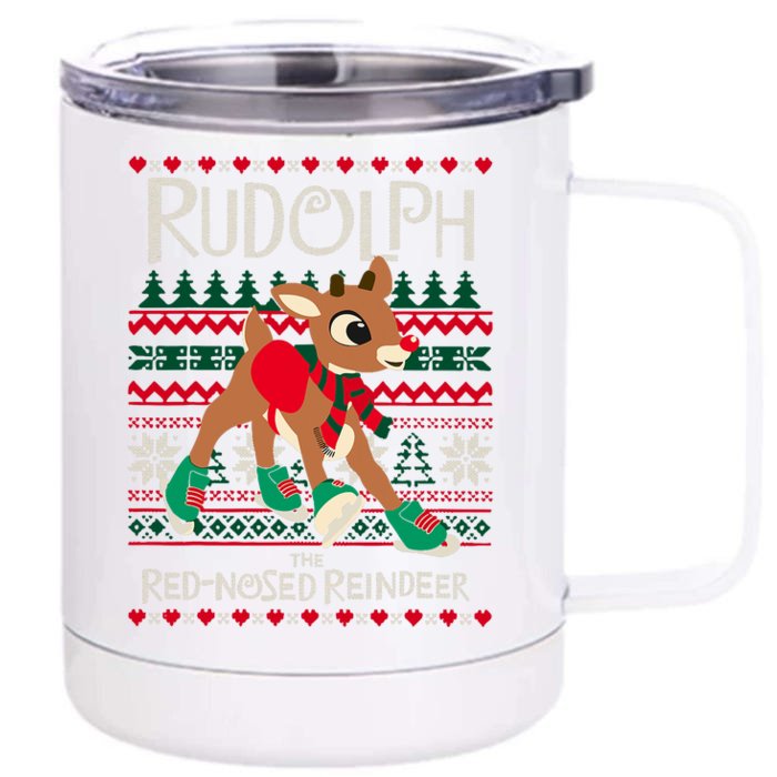 The Red Nosed Reindeer Christmas Special Sweater. Matching Family Outfit Group G Front & Back 12oz Stainless Steel Tumbler Cup