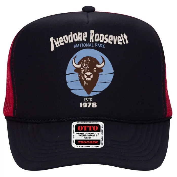 Theodore Roosevelt National Park Bison Vintage High Crown Mesh Trucker Hat