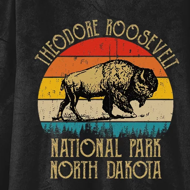 Theodore Roosevelt National Park North Dakota Buffalo Retro Hooded Wearable Blanket