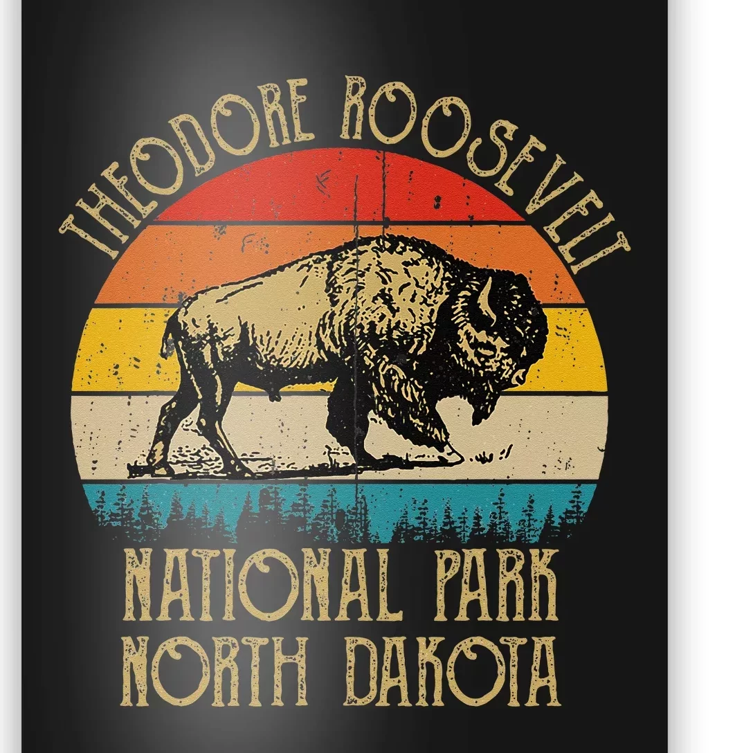 Theodore Roosevelt National Park North Dakota Buffalo Retro Poster