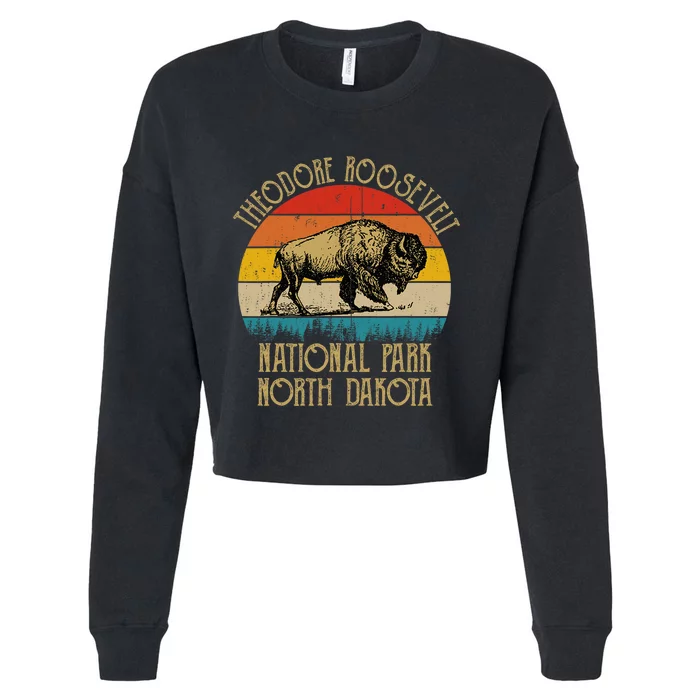 Theodore Roosevelt National Park North Dakota Buffalo Retro Cropped Pullover Crew