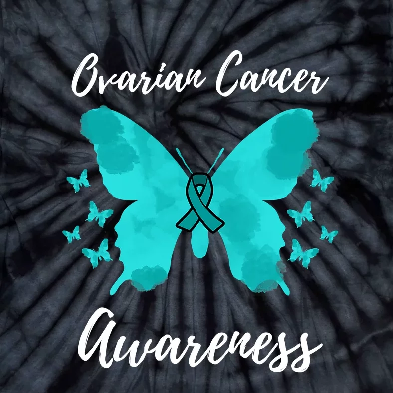 Teal Ribbon Ovarian Cancer Awareness Tie-Dye T-Shirt