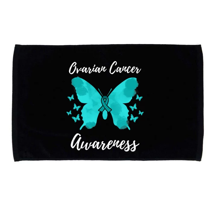 Teal Ribbon Ovarian Cancer Awareness Microfiber Hand Towel