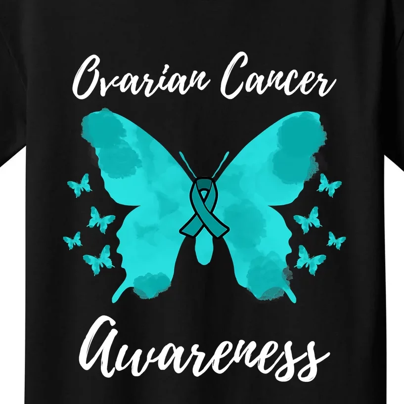 Teal Ribbon Ovarian Cancer Awareness Kids T-Shirt