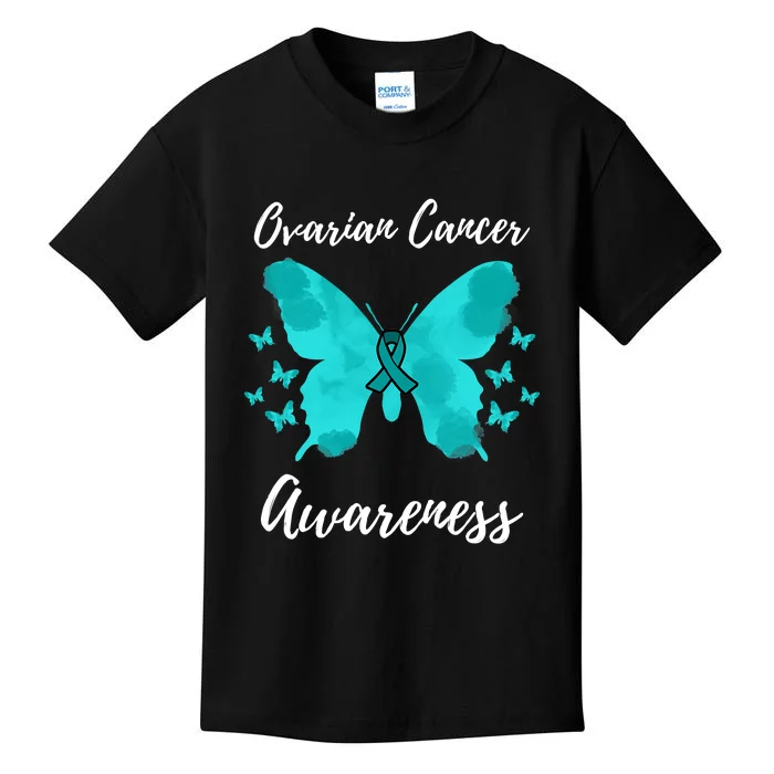 Teal Ribbon Ovarian Cancer Awareness Kids T-Shirt