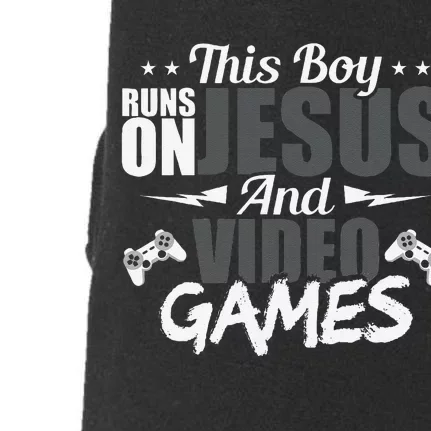 This Runs On Jesus And Video Games Lover Gift Player Doggie 3-End Fleece Hoodie