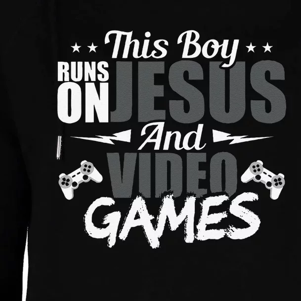 This Runs On Jesus And Video Games Lover Gift Player Womens Funnel Neck Pullover Hood