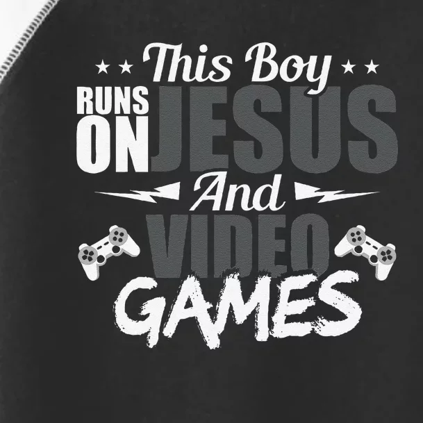 This Runs On Jesus And Video Games Lover Gift Player Toddler Fine Jersey T-Shirt