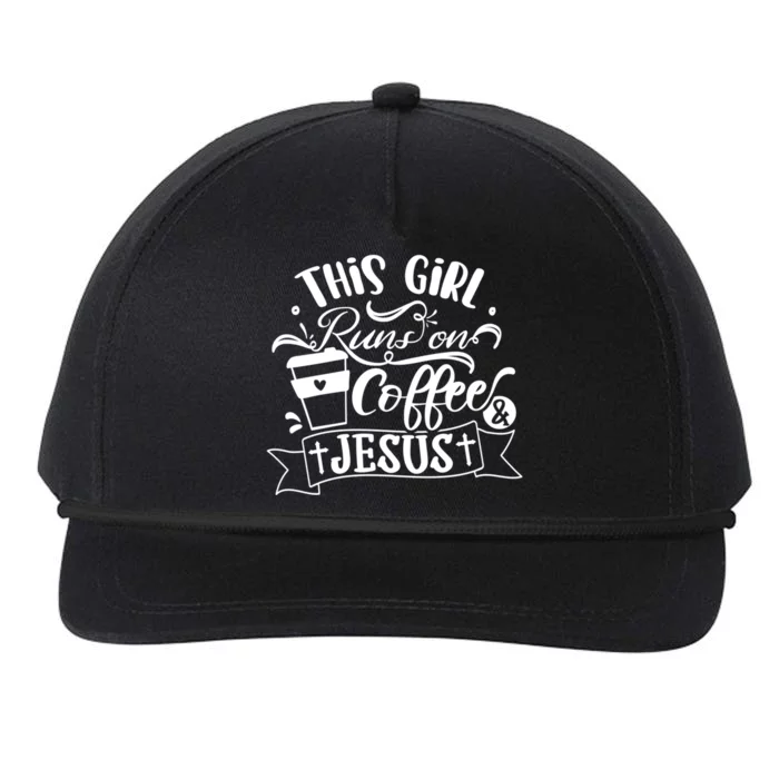 This Runs On Coffee And Jesus Religious Christian Cute Gift Snapback Five-Panel Rope Hat